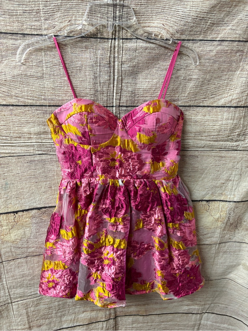 😍Showpo Pink & Yellow Floral Bustier Mini
